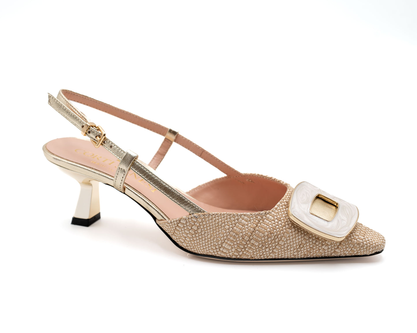 Slick-Back Sandy Mid-Heel